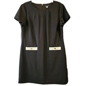 Tommy Hilfiger Black & White Crepe Shift Dress Size 16